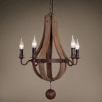 Traditional Rustic Round Branch Candle Holder Wooden Iron 5/6/8 Light Chandelier for Living Room Lumendat