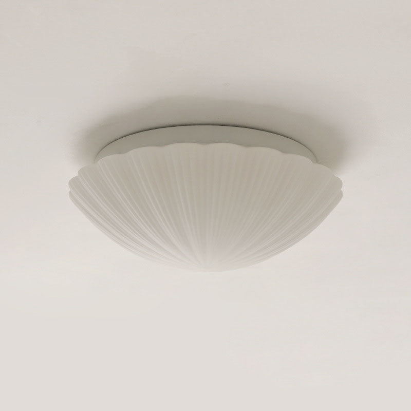 Modern French Cream Shell Glass LED Flush Mount Ceiling Light BulbSquare