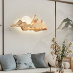 Modern Art Deco Round Mountain Shaped Wood Acrylic LED Wall Sconce Lamp For Living Room Lumendat