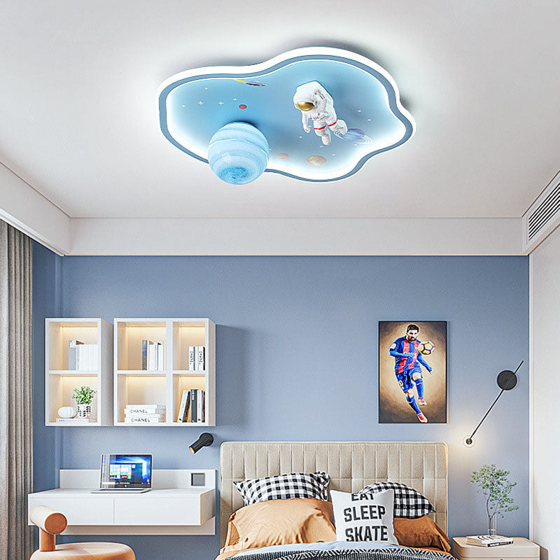 Lumendat Contemporary Creative Cartoon Planet Spaceman Acrylic LED Kids Flush Mount Ceiling Light For Living Room Lumendat