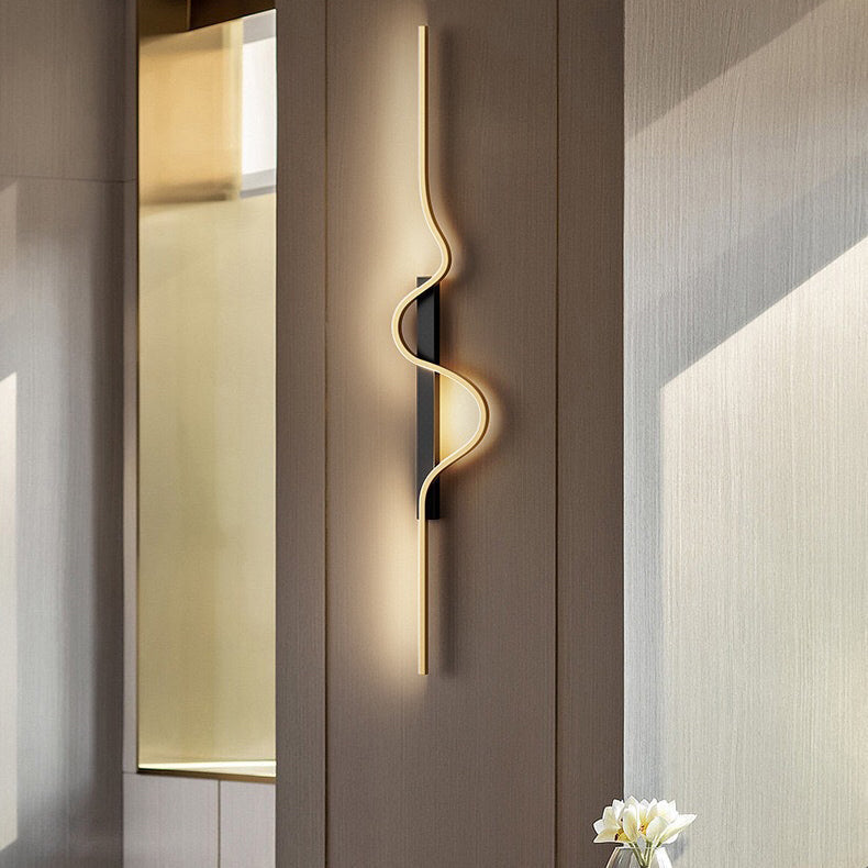 Modern Minimalist Aluminum Corrugated Strip Iron Frame LED Wall Sconce Lamp For Bedroom Lumendat