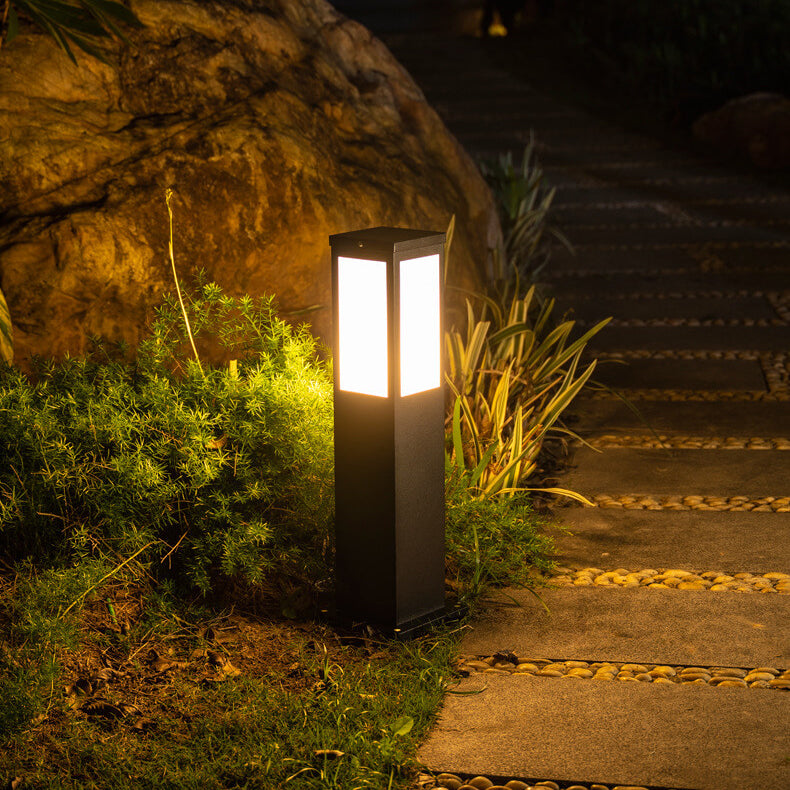 Modern Solar Lawn Square Column Outdoor Waterproof Path Lamp Lumendat