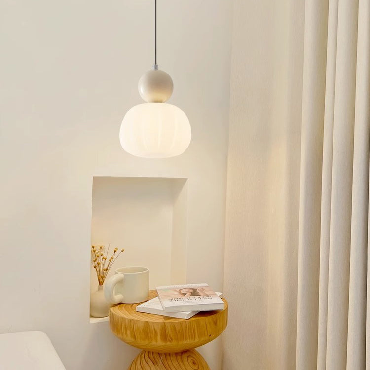 Modern Minimalist Round Pumpkin Iron Acrylic 1-light Pendant Light for Bedroom