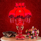 European Wedding Red Fabric Tassel Resin 1-Light Table Lamp Lumendat