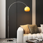 Contemporary Scandinavian Glass Round Shade Fishing Rod Iron 1-Light Standing Floor Lamp For Living Room Lumendat