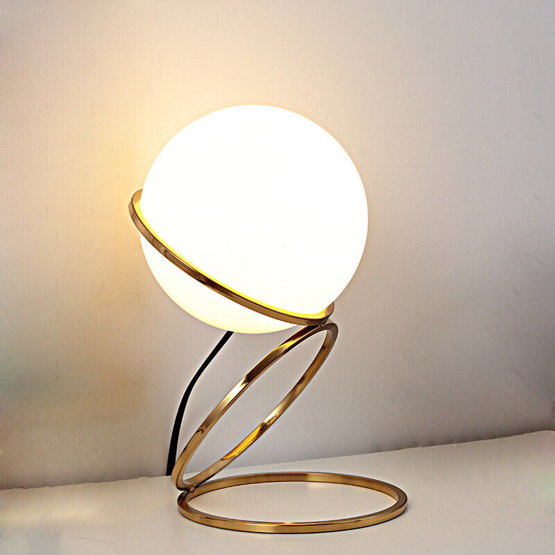 Modern Creative Spiral Circle Base Glass Ball 1-Light Table Lamp Lumendat