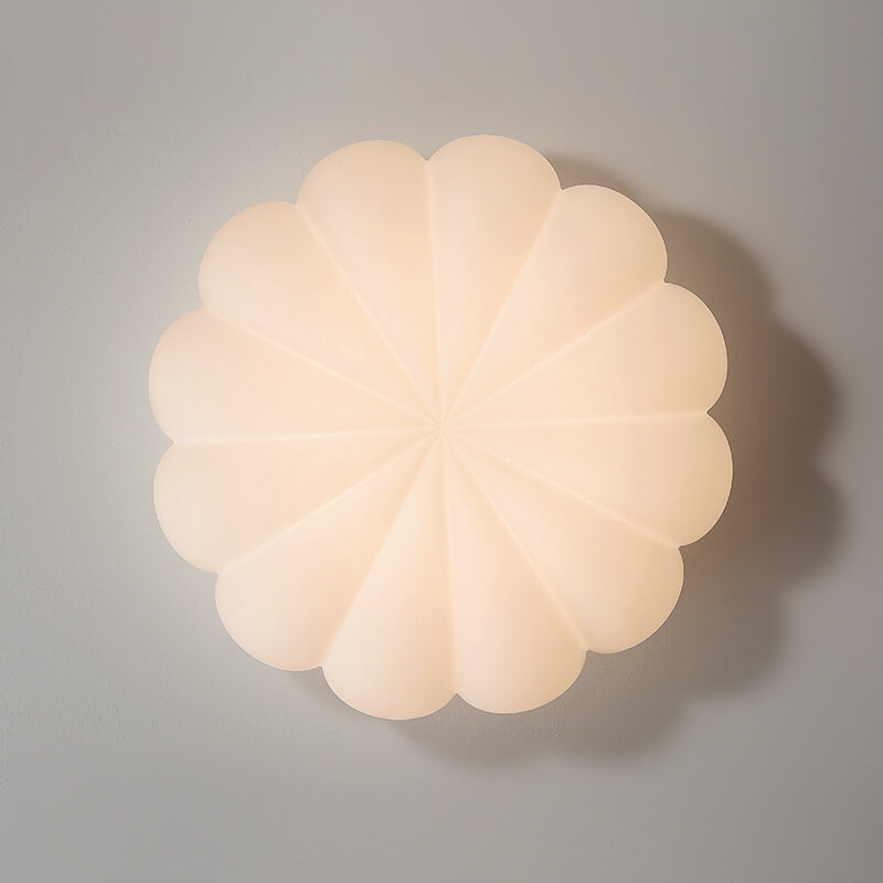 Contemporary Nordic Pe Shade Kid's Flowers LED Flush Mount Ceiling Light for Bedroom BulbSquare