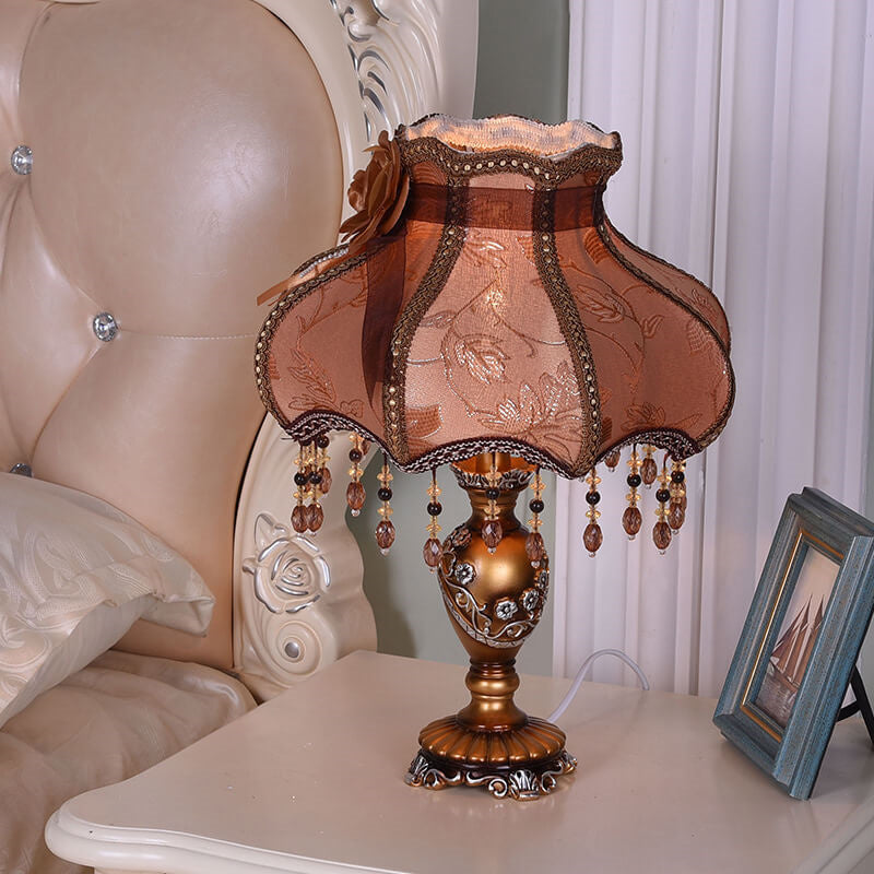 European Luxury Fabric Lace Resin 1-Light Table Lamp Lumendat