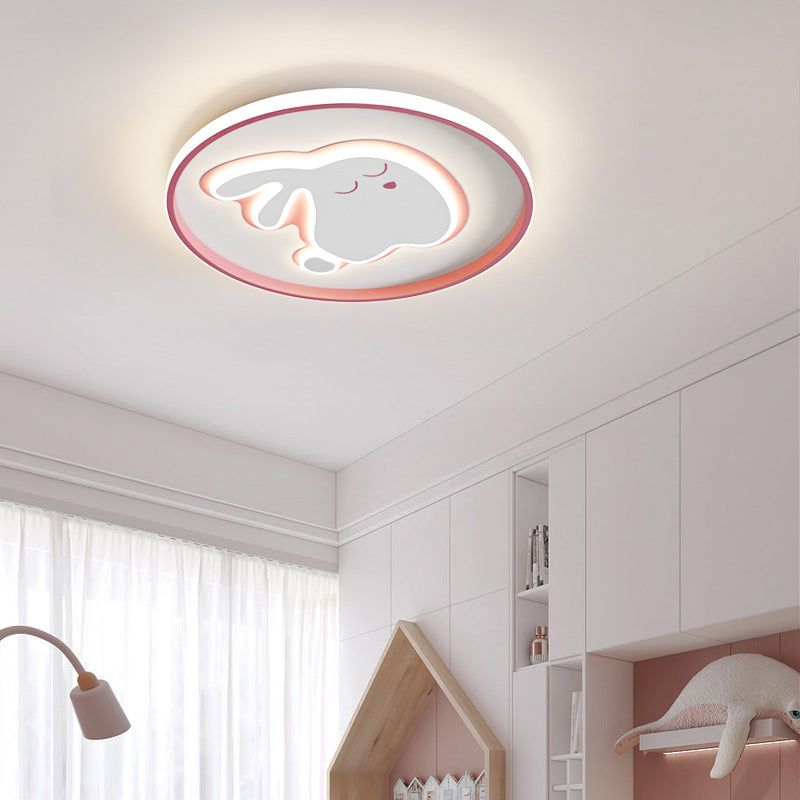 Lumendat Contemporary Creative Cartoon Rabbit Iron Acrylic LED Kids Flush Mount Ceiling Light For Bedroom Lumendat