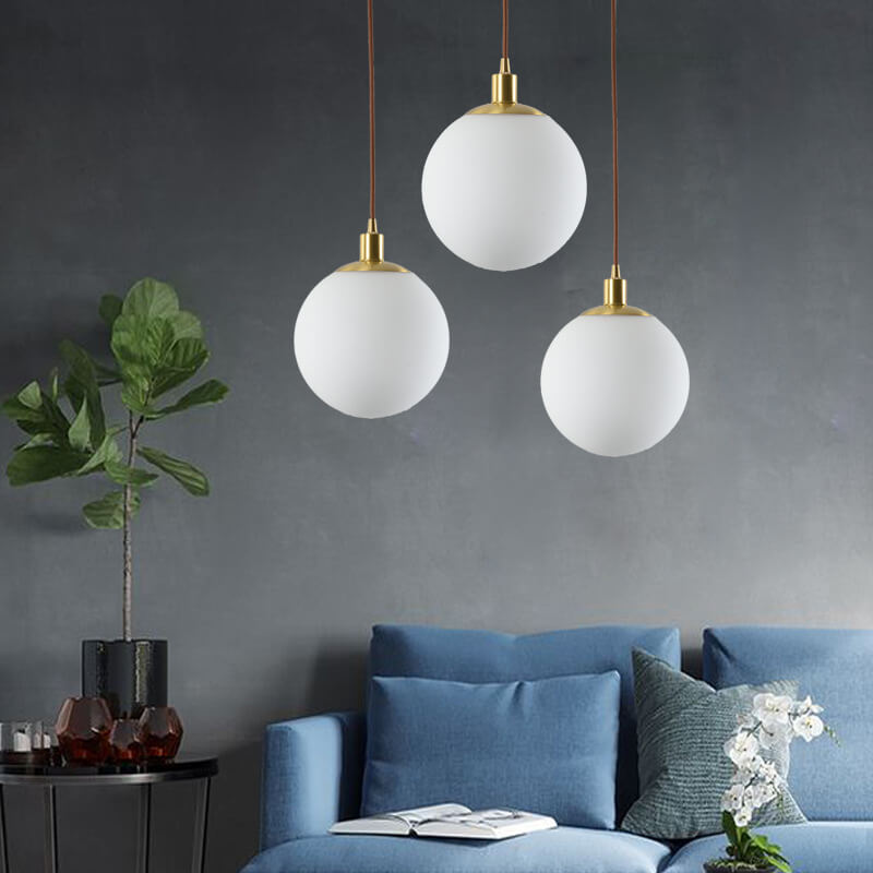 Contemporary Nordic Minimalist White Orb 1-Light Pendant Light For Bedroom Lumendat
