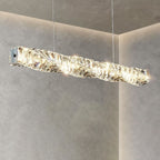 Modern Simplicity Stainless Steel Crystal Strip LED Island Light Pendant Light for Dining Room BulbSquare
