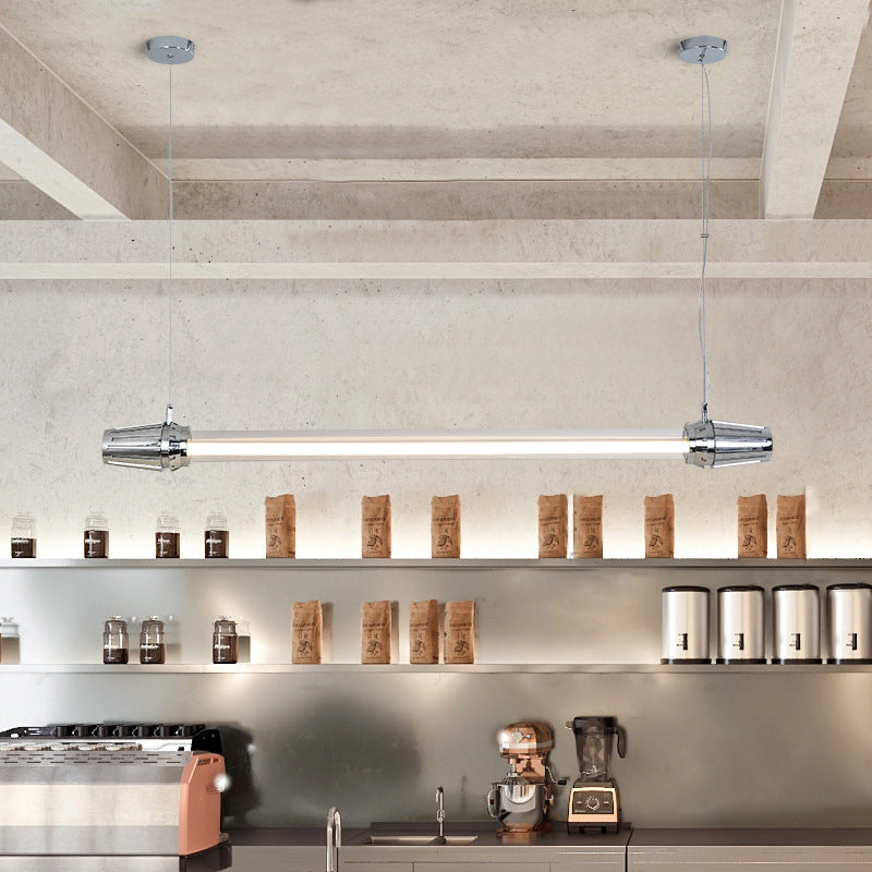 Contemporary Industrial Strip Aluminum Acrylic LED Island Light Chandelier for Dining Room