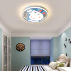 Lumendat Contemporary Creative Kids Iron Acrylic Round Pig LED Flush Mount Ceiling Light For Bedroom Lumendat