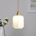 Traditional Vintage Cylindrical Brass Glass 1-light Pendant Light for Bedroom BulbSquare