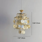 Traditional French Provincial Golden Shell Crystal Beads Round 1-light Pendant Light for Living Room BulbSquare