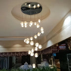Modern Luxury Staircase Crystal Orb Ball Shade LED Loft Chandelier Lumendat