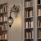 Traditional European Dragon Crystal Iron Resin 1-Light Wall Sconce Lamp For Living Room