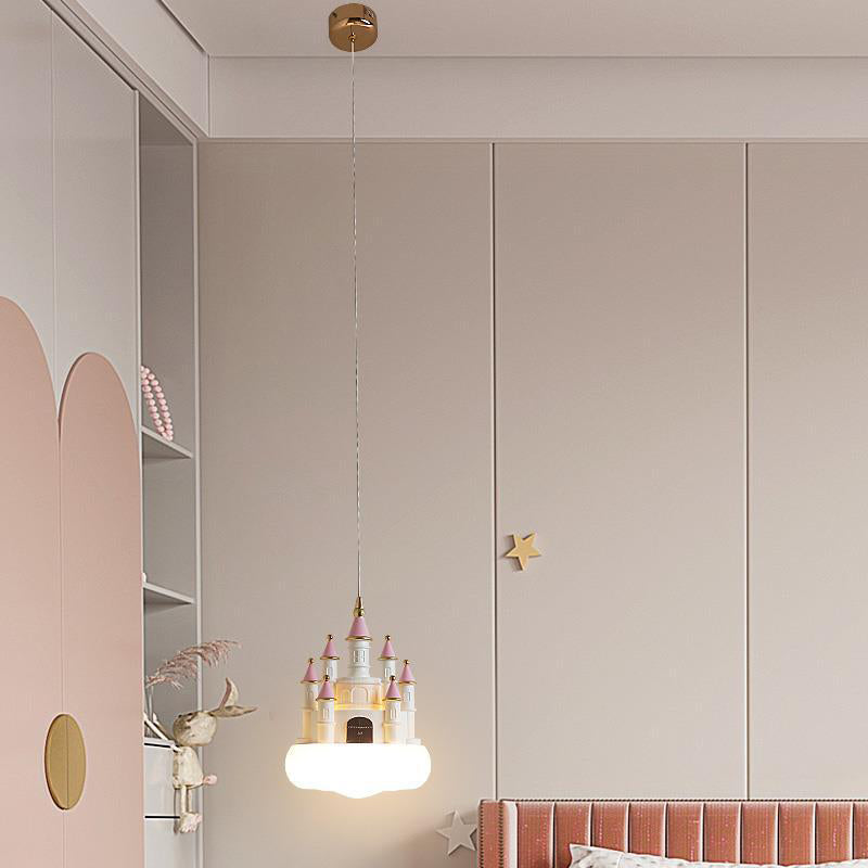 Lumendat Contemporary Nordic Kids Resin PVC PE Castle 1-Light Pendant Light For Bedroom Lumendat