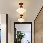 Nordic Log Striped Glass Oval 1-light Semi-flush Mount Ceiling Light BulbSquare