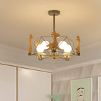 Lumendat Scandinavian Modern Children's Giraffe Diamond Pentagram Iron 5-Light Island Chandelier Lumendat