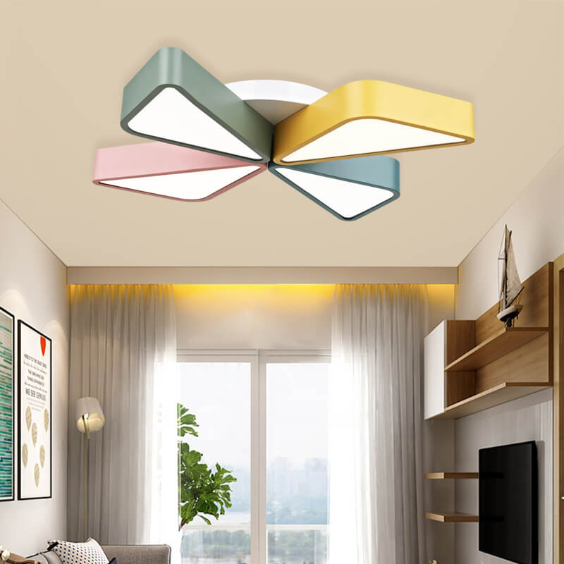 Lumendat Modern Childlike Triangular Windmill Iron Acrylic Eye Protection Flush Mount Ceiling Light Lumendat