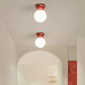 Contemporary Scandinavian Iron Spherical Glass Shade 1-Light Semi-Flush Mount Ceiling Light For Hallway Lumendat