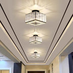 European Luxury Crystal Round Square 1-light Semi-flush Mount Ceiling Light