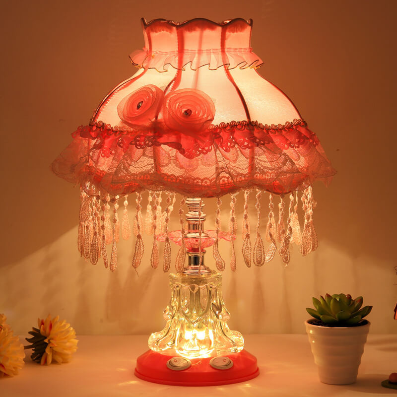 European Style Wedding Fabric Glass 1-Light Table Lamp Lumendat