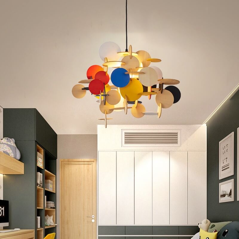 Contemporary Creative Round Building Blocks Acrylic Iron 1-Light Pendant Light For Living Room Lumendat