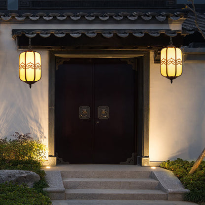 Modern Chinese Marble Lantern Outdoor Waterproof 1-Light Pendant Light