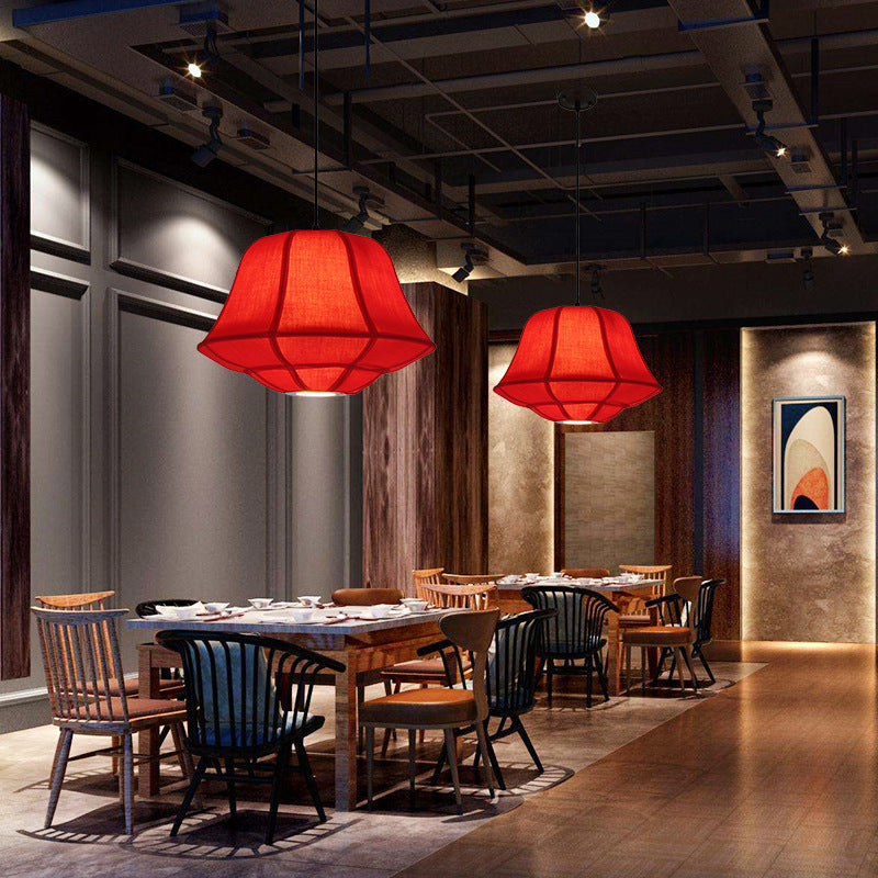 Modern Chinese Iron Sheepskin Oval Lantern 1-light Pendant Light
