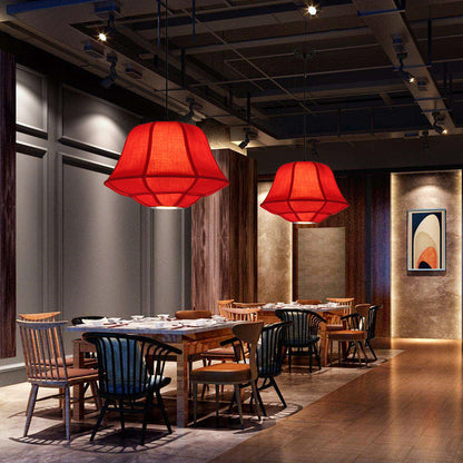 Modern Chinese Iron Sheepskin Oval Lantern 1-light Pendant Light