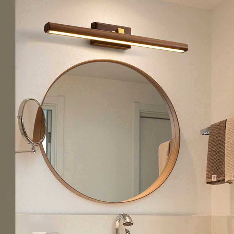 Nordic Minimalist Beechwood Copper Cylinder LED Bathroom Vanity Mirror Front Wall Sconce Lamp For Living Room & Bathroom Lumendat