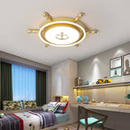Lumendat Modern Children's Pirate Ship Rudder Iron Acrylic LED Flush Mount Ceiling Light Lumendat