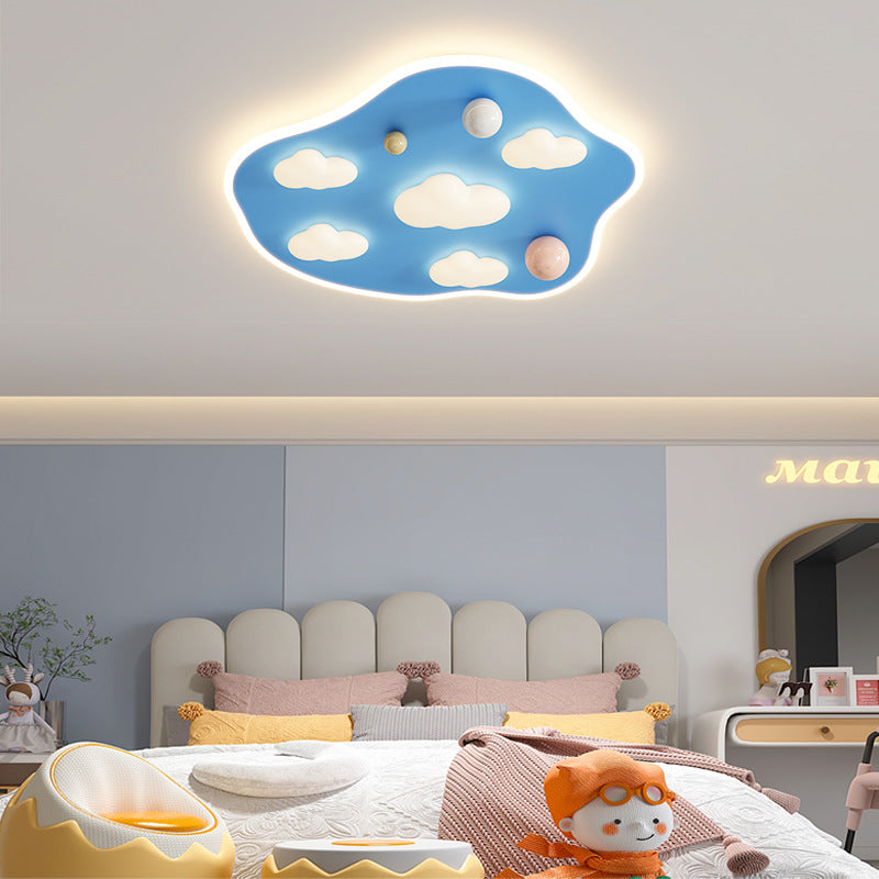 Lumendat Contemporary Creative Kids Iron Acrylic Round Irregular Shape Mouse Cloud LED Flush Mount Ceiling Light For Bedroom Lumendat