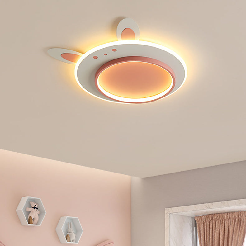 Lumendat Modern Simplicity Kids Iron Acrylic Rabbit Round LED Flush Mount Ceiling Light For Bedroom Lumendat