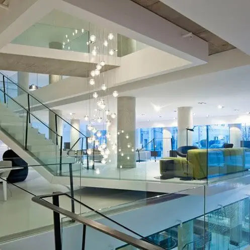 Modern Luxury Staircase Crystal Orb Ball Shade LED Loft Chandelier Lumendat