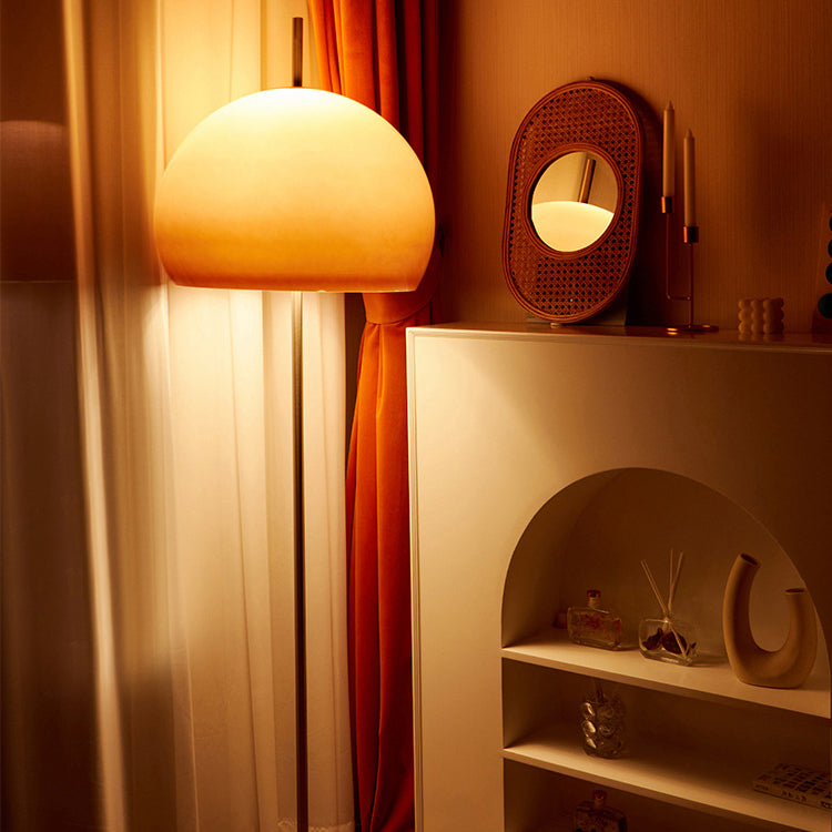 Contemporary Retro Mushroom Hardware Glass 2-Light Standing Floor Lamp For Living Room Lumendat