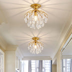 Scandinavian Modern Round Iron Crystal 1-Light Semi-Flush Mount Ceiling Light Lumendat