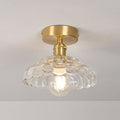 Vintage Brass Glass Dome 1-light Semi-flush Mount Ceiling Light BulbSquare