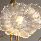 Modern Art Deco Gold Finish Frame Lotus Leaf Glass Shade 3/6-light Chandelier for Living Room Lumendat