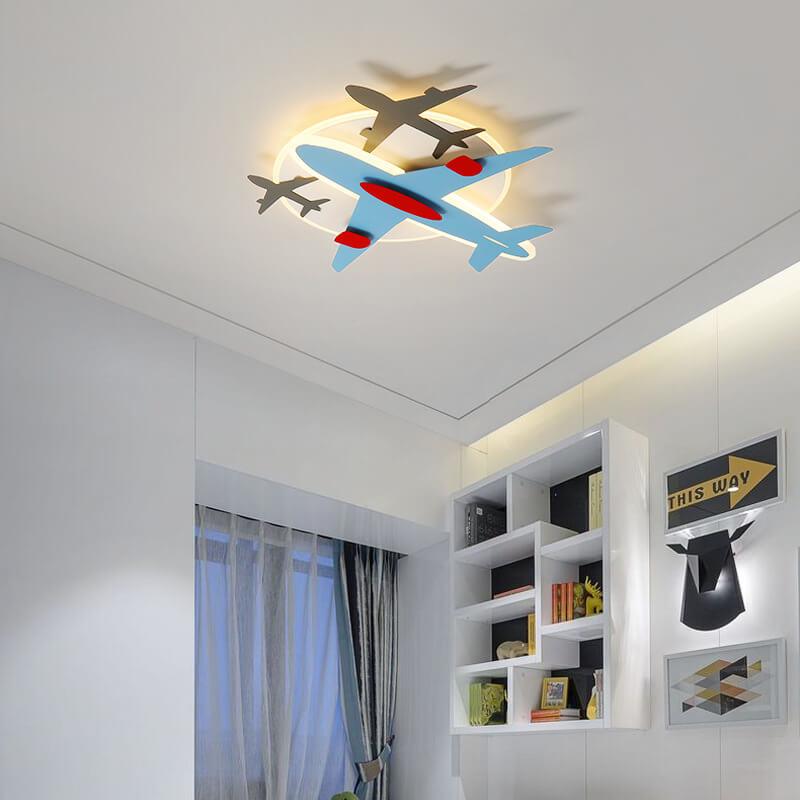 Lumendat Contemporary Creative Aircraft Shape Iron Acrylic Aluminum LED Cartoon Kids Flush Mount Ceiling Light Lumendat
