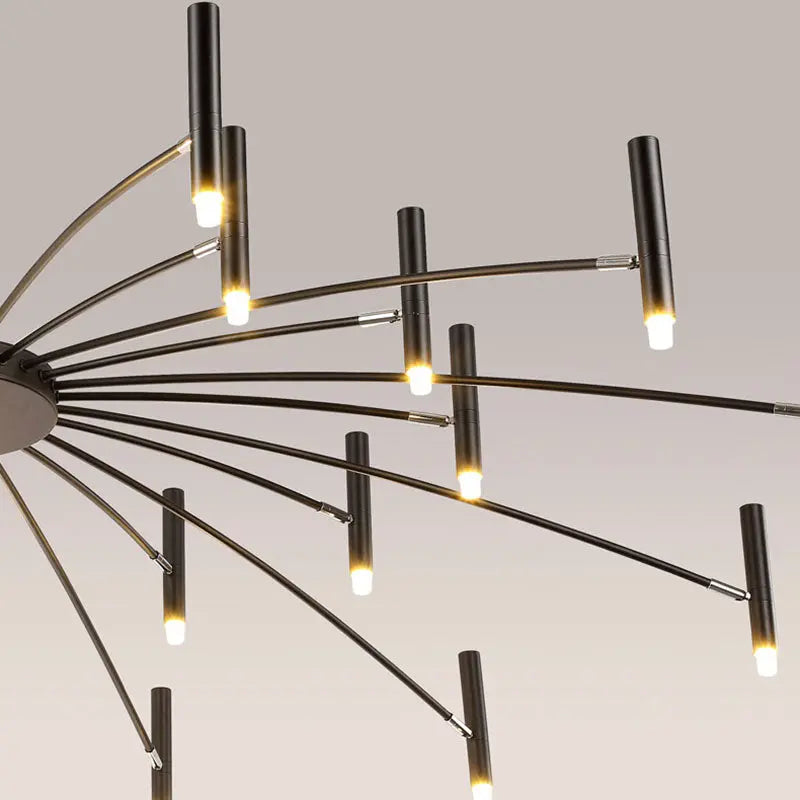 Contemporary Scandinavian Round Radioactive Iron Aluminum 12/24 Light Chandelier for Living Room Lumendat