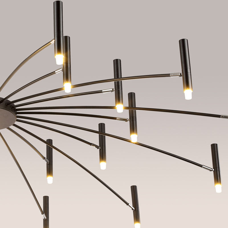 Contemporary Scandinavian Round Radioactive Iron Aluminum 12/24 Light Chandelier for Living Room