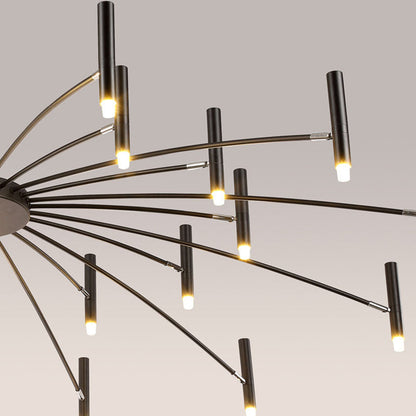 Contemporary Scandinavian Round Radioactive Iron Aluminum 12/24 Light Chandelier for Living Room