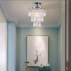 Modern Luxury Round Tassel Metal Crystal 1-light Semi-flush Mount Ceiling Light for Living Room