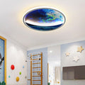 Modern Art Deco Planet Earth Round Silicon Iron LED Flush Mount Ceiling Light for Living Room