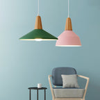 Nordic Minimalist Macaron Solid Color Aluminum Wood 1-light Pendant Light BulbSquare