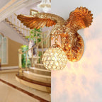 European Creative Resin Eagles Crystal Shade 1-Light Wall Sconce Lamp Lumendat