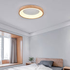 Nordic Minimalist Log Wood Round LED Flush Mount Ceiling Light Lumendat